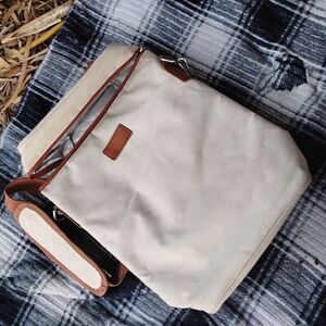 Stylish Cream and Brown Men's Bag